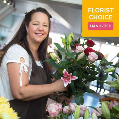 Florist Choice - Let our florist create something truly special with the freshest flowers available on the day. Each bouquet is individually designed using a selection of seasonal flowers and colours chosen by the florist.